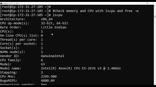 Check memory and CPU lscpu and free -m