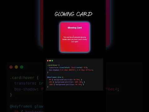 GLOWING CARD ANIMATION IN CSS 🔥 #html #css