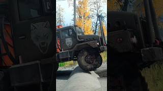Support Small Container Truck Crossing Bumpy Road #mudrunner #shorts