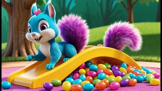 Sparkle Squirrel and the Rainbow Slide | Fun Adventure Song for Kids | Colorful Nursery Rhyme