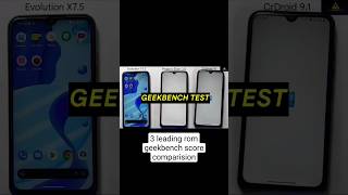Geekbench score comparision of 3 leading custom roms Evolution X Project elixir crdroid #customrom