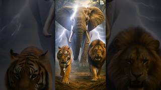 Tiger, Elephant & Lion — United for Battle! #Tiger#Elephant#Lion#WildBattle#AnimalFight#viralvideo