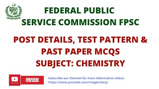 FPSC Lecturer Jobs 2020 | Post details | Test Pattern | Past Paper Mcqs || Chemistry