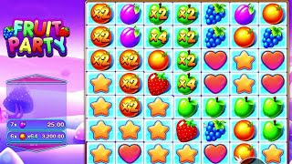 SUPER BIG WIN ON FRUIT PARTY WITH BIG CLUSTERS AND BIG TUMBLES MADNES #games #viralvideo