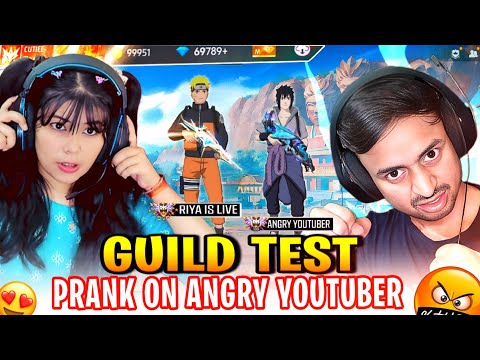 ULTIMATE GUILD TEST PRANK ON 😈 बेचारा ANGRY YOUTUBER 🤬 गुस्सा हो गया 😳#prank - Garena Free Fire