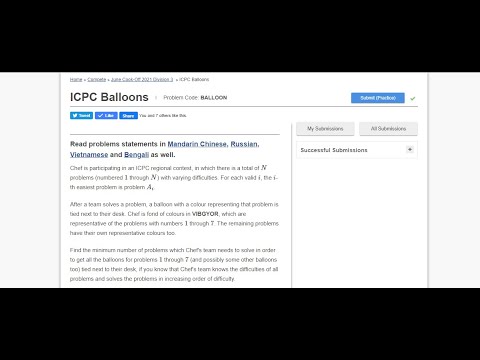 Codechef June CookOff 2021 || Div3 || ICPC Balloons || Chefland Visa || Discussion