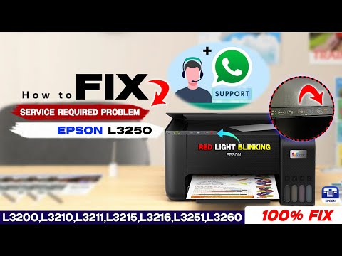 How to Fix Service Required Problem || Epson L3250 Red Light Blinking Solution
