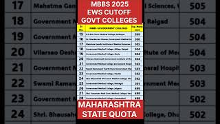 MBBS COLLEGE WISE EXPECTED CUTOFF | Maharashtra State Quota | EWS Category #shorts #mbbs #neet2025