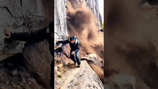 cliff landslide, earth and rocks fall on climber #collapse #disaster #earthquake