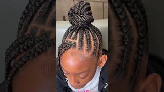 Easy and low maintenance #feedins #cornrows #kidshairstyle