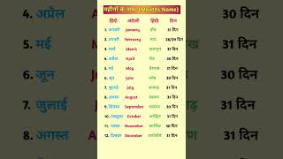 हिंदी महीनों के नाम, Names of hindi months || Hindi mahinon ke naam || Months Name #shorts