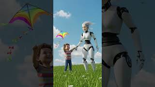 Robot Girl Helps a Child Fly a Kite #RobotGirl #FuturePlay #AIandChild #4KRealism #WholesomeTech