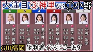 【GⅢ福岡競艇】ここは注目！「今節好調」③神里琴音VS①小野生奈⑤井上遥妃②真子奈津実