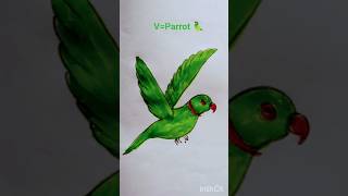 Easy parrot drawing from V 🦜#art #easydrawing #parrot #shorts @Monjusrisart123