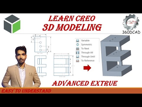 Creo Part Modeling: Advanced Extrude Command | Define Depth | In Hindi