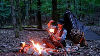 SOLO Bushcraft Camping in Wild Forest