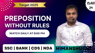 Preposition (02) | Topic Wise English Class for SSC BANK CDS NDA DSSSB Teaching Exams #english