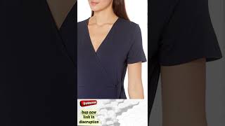 Essentials Women's Cap Sleeve Faux Wrap Dress #viralvideo #haulshorts #trendingshorts