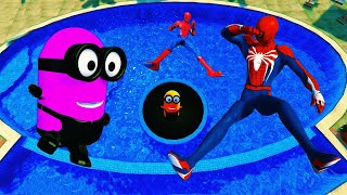 GTA 5 Crazy Ragdolls RED SPIDERMAN VS RED & GREEN MINION (Euphoria Physics & Funny Fails) LIVE🔴