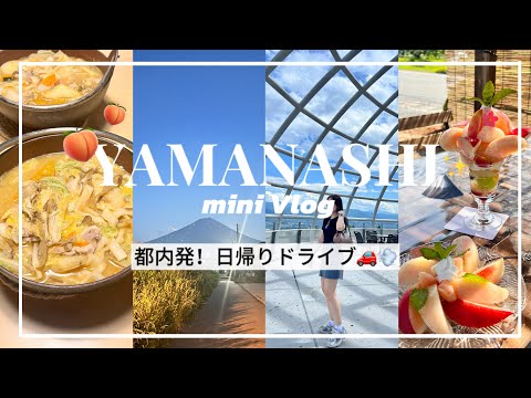 【Vlog】山梨プチ旅行🍑日帰りで癒されたい人必見🚗！家族連れにも🧑‍🧑‍🧒絶品グルメと映え自然スポット紹介🌳