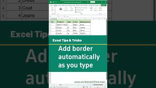 Automatically Add Borders as You Type in Excel