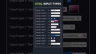 Html input types.. #coding #htmlcss #html #webdevelopment #fullstackdeveloper #skills #itjobs #css3