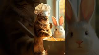 Making a cake 🎂 #cute #cutecat #cuteanimals #cake #kitty #cat #animation #animals #rabbit