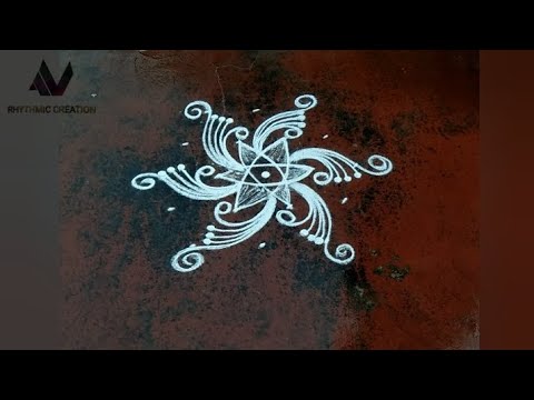 Simple rangoli design with dots #kolam #rangoli #easyrangoli #rangolikolam