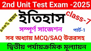 Class 7 Itihas 2nd Unit Test Suggestion 2025//Class 7 History 2nd Unit Test Question Paper 2025