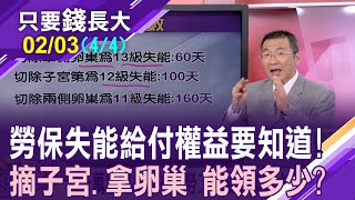 千萬別喪失權益!55歲大齡女子若摘除子宮.卵巢也有保險可請領?勞工保險失能給付如何請領?【20240203(第4/4段)只要錢長大*鄭明娟ft.王文良】
