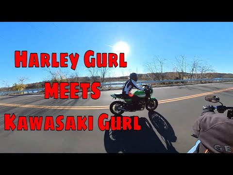 Harley Gurl Meets Kawasaki Gurl