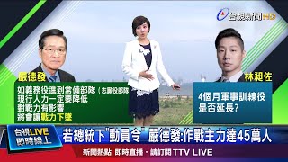 4月軍事訓練役期不延長 嚴德發:戰力會下降