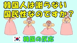 【韓国の反応】韓国人は謝らない国民性なのですか？【謝罪・海外の反応・ネットの反応】