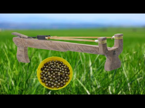 How to Make Powerful Slingshot Crossbow Wooden Gun, DIY Building