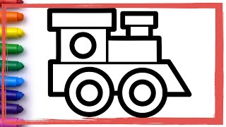 TOY TRAIN Drawing and Coloring pages for kids toddlers Learn colors | Whoopee Playhouse