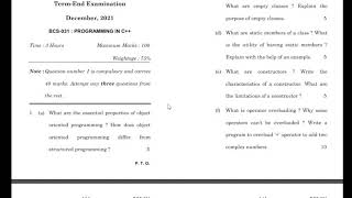BCS-031 Last Year December Question Paper 2021 | BCA 3rd Semester Question Paper |Examination Master