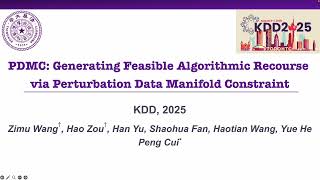 KDD 2025 - PDMC: Generating Feasible Algorithmic Recourse via Perturbation Data Manifold Constraint