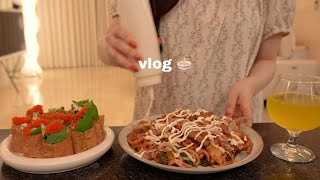 vlog | 삼시세끼 집밥 🏡  만드는 집순이 여름 맞이 필수템 💭  고사리 파스타, 참외 샐러드, 매콤한 볶음 우동 만들고 디저트로 우유 빙수