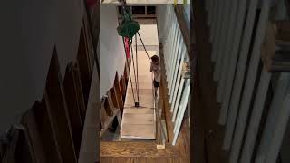 Installing stairs #creative #mechanicaladvantage #rigging #block and tackle