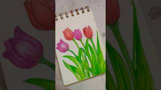 tulips🌷#watercolor #shorts2025 #youtubeshort #artscraft #waterpainting #simpleart #simplewatercolor