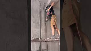 The Process of Chipping Concrete from a Wall #goodtools #machinery #smartwork