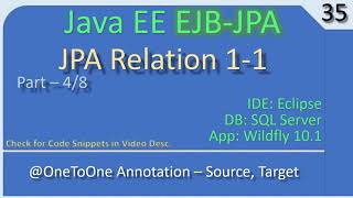 JPA Entiry 1 to 1 | Part 4 - OneToOne Annotation | JavaEE EJB JPA Tutorials #35
