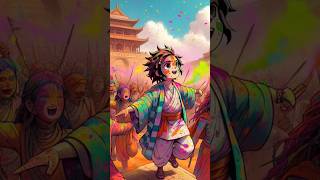 Tanjiro Kamado experiencing the colors of Holi in India. #tanjirokamado #demonslayer #holi #india