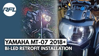 Yamaha MT-07 (2018+) 3" Bi-LED projector retrofit headlight upgrade / improvement kit installation