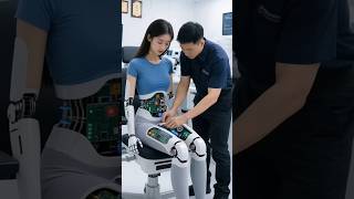 replace the new thigh structure of a female humanoid robot #futuristic #robot #ai