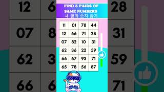 🔢 Number Puzzle Challenge: Can You Spot the 3 Matches? | 세 쌍의 숫자 찾기