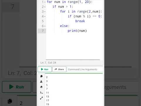 find prime numbers in range using python for loop #python #coding #shorts #viral #trending