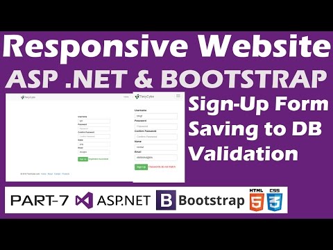 Responsive Website - ASP .NET & Bootstrap - Part 7 - Sign Up Form Saving Data to Database