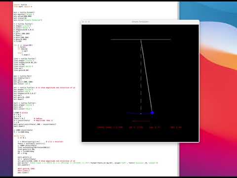 Simple pendulum with python using the turtle module (simple code and solving from ODE)