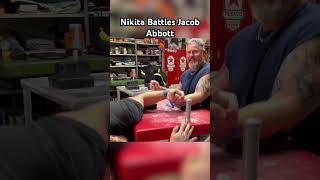 Huge battle between Nikita and Boss Man Jacob #strongarms #armwrestling #nikitababanov #jacobabbott